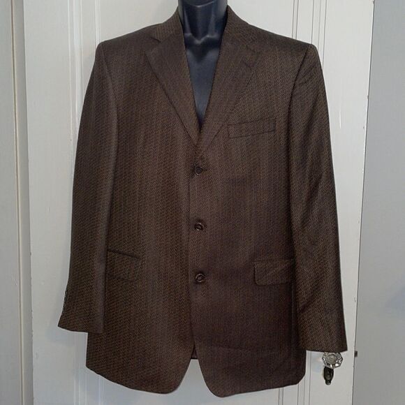 Jack Victor brown herringbone wool blazer - Picture 1 of 8